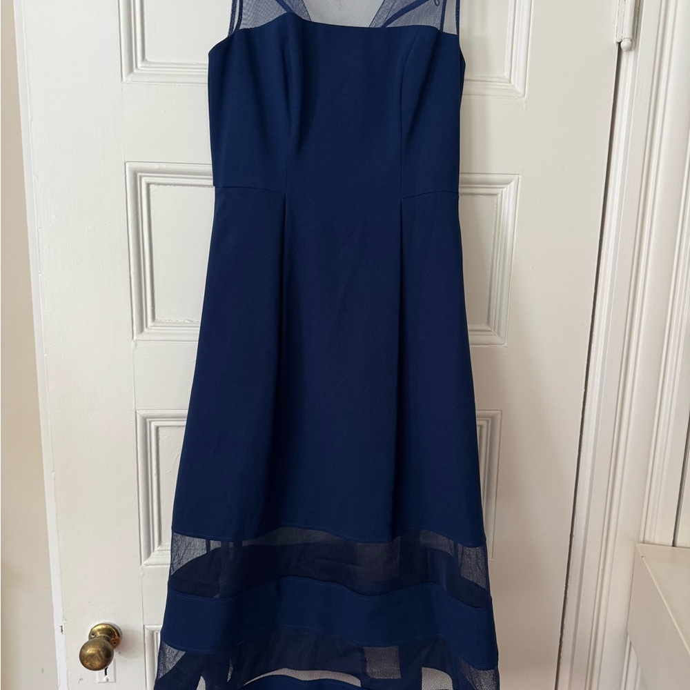 Aidan Mattox Navy High Low Dress